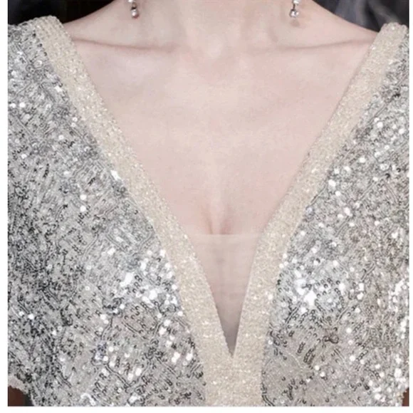 Silver Mother of the Bride Mermaid Formal Dress - Picture 4 of 6